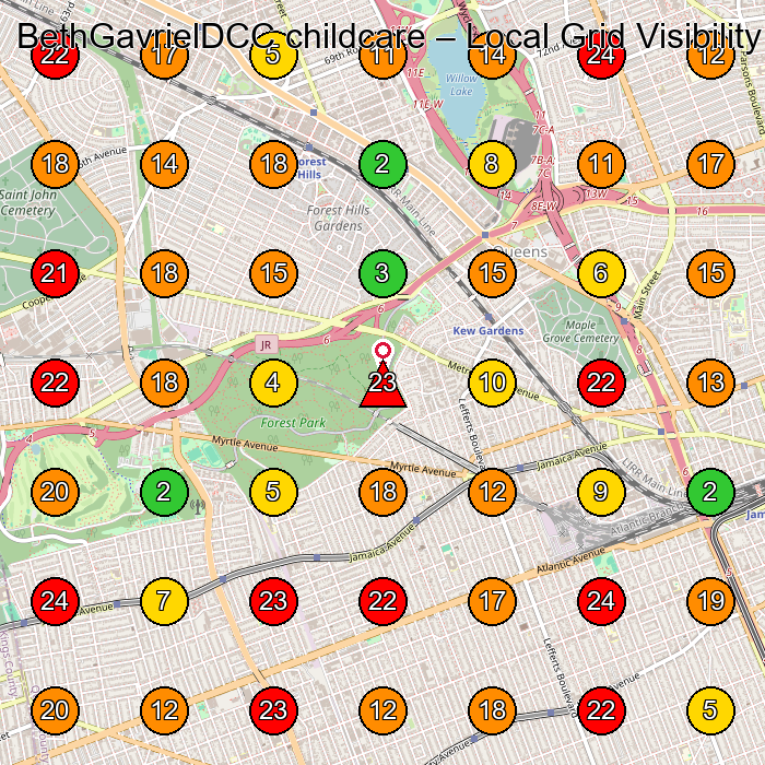 BethGavrielDCC childcare Day Care Center GeoGrid ranking map for Kew Gardens NY